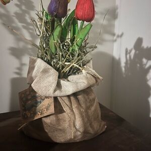 Rustic Burlap Tulip Arrangement